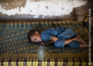 On 13 October, in the village of Manzoorabad in Jamshoro District in Sindh Province, a glass of unclean water sits on the edge of the charpoy where Mohammed Ali, 2, lies. When he was admitted to the UNICEF-supported nutrition stabilization centre in Jamshoro City two months ago for severe malnutrition  a consequence of tuberculosis and pneumonia  doctors did not think he would survive. The centre was created following the 2010 flooding in the district, which is still recovering. By 15 October 2011 in Pakistan, over 5.4 million people  including more than 2 million children  had been affected by monsoon rains and flooding. Over 1.52 million houses were damaged or destroyed, and millions of acres of land were affected. In Sindh Province alone, more than 2.5 million people were in need of safe drinking water and sanitation facilities, food and medical care, and an estimated 1.1 million people required emergency shelter. The crisis comes one year after the countrys 2010 monsoon-related flooding disaster, which covered one fifth of the country in water. As of 26 October, in response to the latest crisis, UNICEF and its partners are administering essential newborn, child and maternal health services; supporting outpatient therapeutic feeding programmes and supplementary feeding programmes for malnourished children as well as for pregnant and lactating women; providing safe drinking water, sanitation facilities and hygiene kits; and supporting temporary learning centres. UNICEF funding needs for the next six months are US$50.3 million  part of the joint United Nations Rapid Response Plan. But, despite a recent increase in donations, 70.9 per cent remains unfunded.